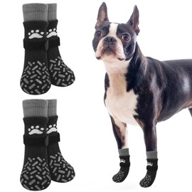 SCENEREAL Dog Socks to Prevent Licking Paws for Hot Pavement, Anti Slip Long Dog Grip Socks for Hardwood Floors, Dog Shoes Booties&Paw Protector for Small Medium Large Senior Dog, Pet Socks for Wounds