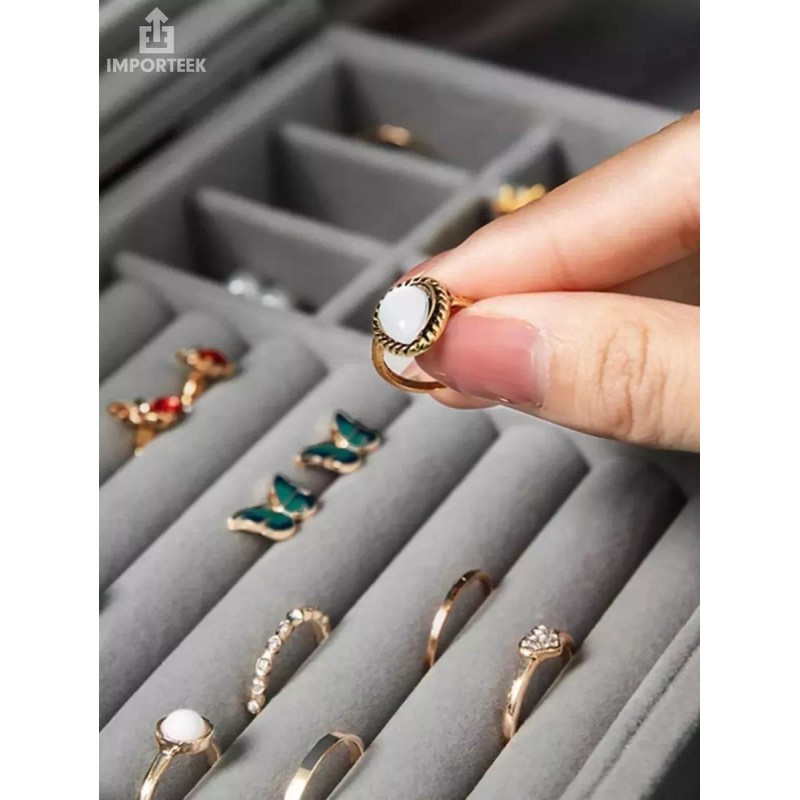 Importeek 20pz Organizador Estuche Joyero Alhajero Joyas Anillos Tocad
