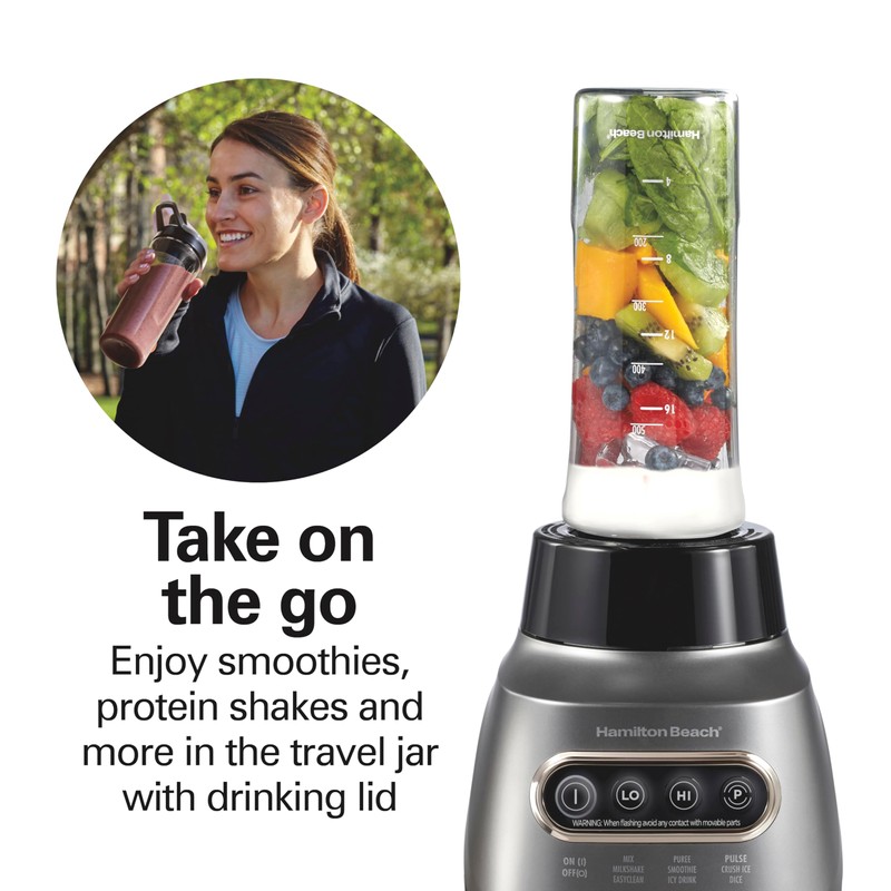 Hamilton Beach Wave Action Blender for Smoothies, Stainless Steel Ice