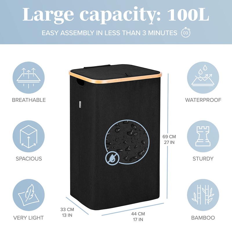 LONBET Laundry Basket with Lid, Made from Breathable Fabric |