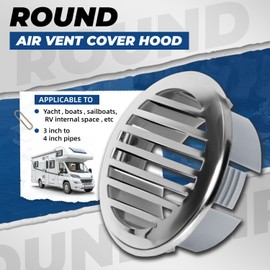 KUAFU 3'' Round Air Vent Cover Hood for Marine Boat Swim Platform Deck 304 Stainless Steel Chrome Grill Grille Domed Louvered