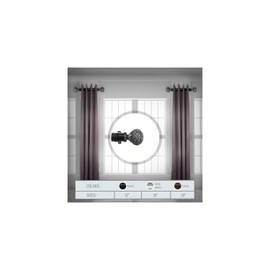 Maykoosh Tuscan Treats Two Steel Rods with Four Resin Finials, Black, 24 Inch - Set of 2 Curtain Rods, Single Curtain Rods for Small Windows, Resin Finial Curtain Rods