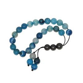 N9 BA - Handmade 10mm Blue Agate Gemstone Bead Greek Style Loose Strung Worry Prayer Beads Handmade by Jeannieparnell