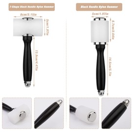 Zlulary 3PCS Leather Carving Hammer, Leather Mallet, Leather Hammer, Nylon Hammer, Leather Mallet Hammer with Straight Head Hammer, T Head Mallet, Rubber Mallet for Leather Work