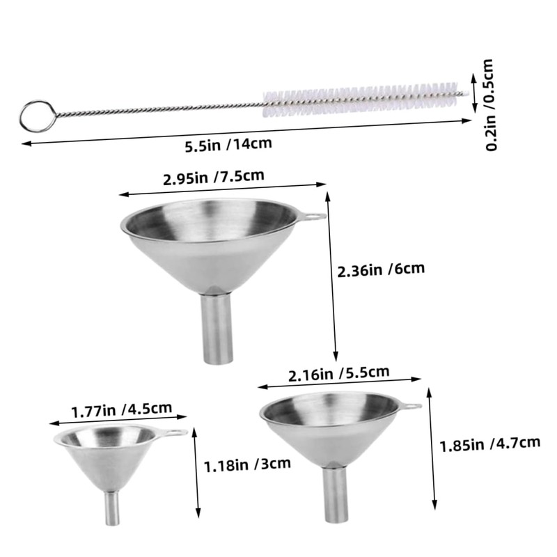 iplusmile 1 Set Stainless Steel Mini Funnel Versatile Metal Funnels