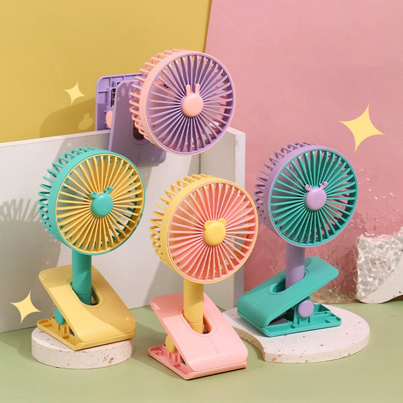 Mini Clip On Fan ABS Foldable USB Rechargeable Noiseless Small