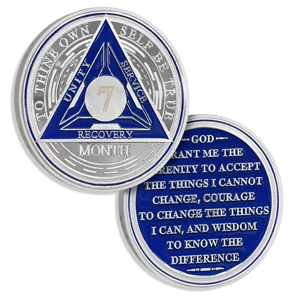 7 Month Sobriety Chips AA Coin Alcoholics Anonymous Medallion Sobriety
