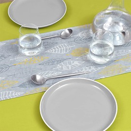 Style Decor W2702300 Table Runner, Laminated, Waterproof, Nordic Table Center, 39.4 inches (100 cm), Wipable, Gray, Leaf, Simple, Style Decor