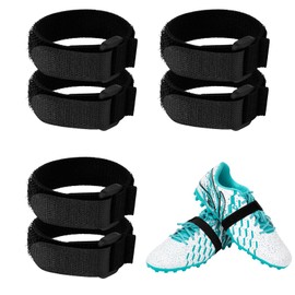 Kunoli Laces Fixing Strap, 6 Pieces Fixing Strap for Football Shoes for Youth Adults, Adjustable Elastic Laces for Against Loosening Bows, black