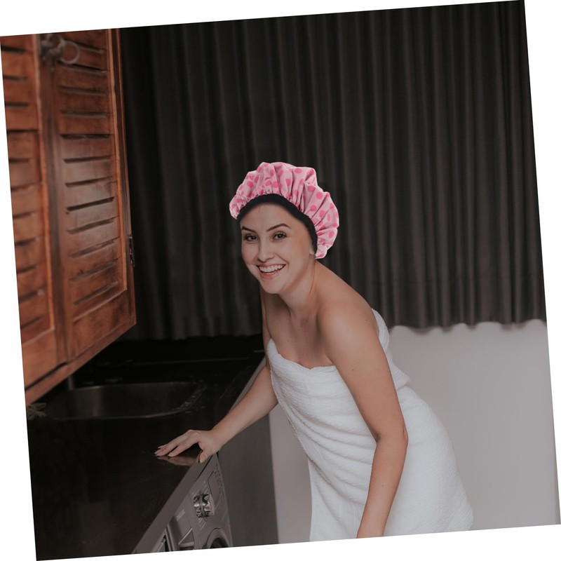 SAFIGLE 2Pcs Shower Cap Three Layers Hair Protection Bonnet Quick