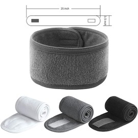 3PCS Spa Facial Headband Adjustable Skincare Hair Band Stretch Towel for Washing Face Bath Sport Yoga (Black+White+Grey)