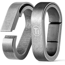 [TISUR] Titanium Key Ring, Key Ring, Carabiner, For Connecting, Mini Hook, Quick Release Connector (Gray, 2 Continuous Rings), Gray Continuous Ring Pack of 2