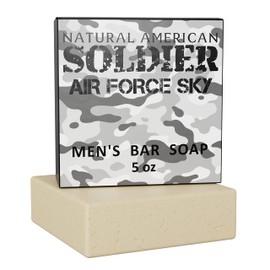NATURAL AMERICAN SOLDIER Men’s Bar Soap – MARINE SHORE - 100% All Natural, Masculine Scent, Essential Oils, Organic Shea Butter, No Harmful Chemicals – For Men - Made in USA - Man Soap, 5 oz