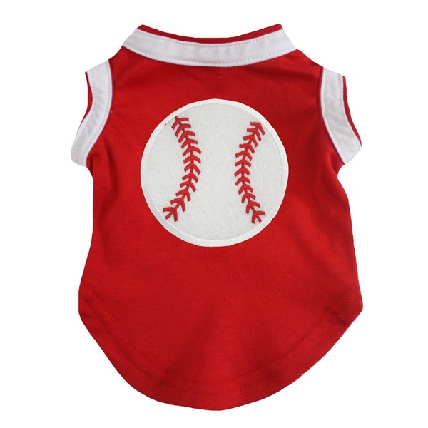 Petitebella Baseball Puppy Dog Shirt (Red, Large)