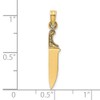 Solid 14k Yellow Gold 3-D and Butcher Knife Charm Pendant