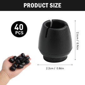 Annlpoy Pack of 40 Chair Leg Protectors, Non-Slip Chair Feet, Chair Leg Caps, Round Chair Legs, Floor Protection, Suitable for 12-16 mm Round Legs, for Tables, Chairs and Office Furniture, Black