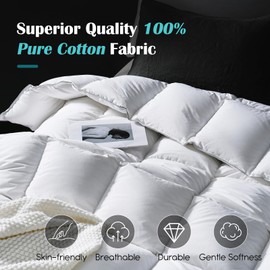 Yalamila California King Goose Feather Down Fiber Comforter, 100% Cotton Cover California King Duvet Insert, Ultra Soft Fluffy Hotel Luxury Bedding Comforter for All Season, White 104"x96"