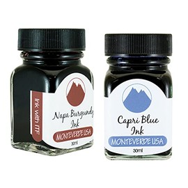 Monteverde 60ml Core Fountain Pen Ink Bottle (30ml Napa Burgundy Ink Bottle G309NB, 30ml Capri Blue Ink Bottle G309CB)