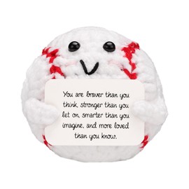 TOYMIS Funny Basketball Doll, Cute Cheer Up Support Knitted with Encouragement Card for Home Office Decoration Sister Birthday Gifts White Elephant Gifts