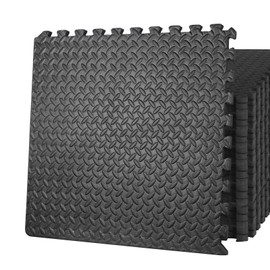 SEGAWE 48 Tiles Puzzle Exercise Mat EVA Foam Interlock GYM Mat Protective Floor Black