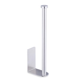 Relaxdays Portarotoli Carta Igienica Autoadesivo a Muro, Porta Ricambio Rotolo, 26x4,5x7,5 cm, Acciaio Inox, Argentato