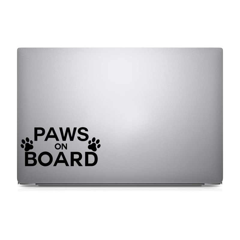 Paws On Board Decal Notebook Car Laptop 5.5" (Black)