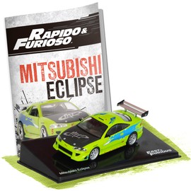 LUPPA Modelo Fundido a presión Mitsubishi Eclipse '95 + Revista Exclusiva de coleccionista - Edición Limitada en Verde Lima, Ideal para entusiastas de Rápidos y Furiosos, Regalo Perfecto