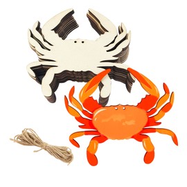30 Pack 4 Inch Wood Crab Cutouts Unfinished Wood Crab Crafts Wooden Crab Hanging Ornaments DIY Crab Craft Gift Tags for Home Party Decoration
