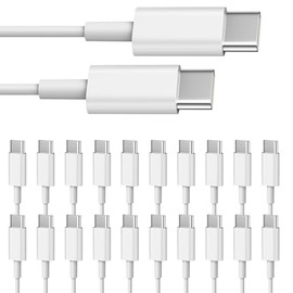 Smays Cable USB C a USB C, paquete de 20 unidades a granel, cable de carga y datos tipo C de 3 pies, color blanco