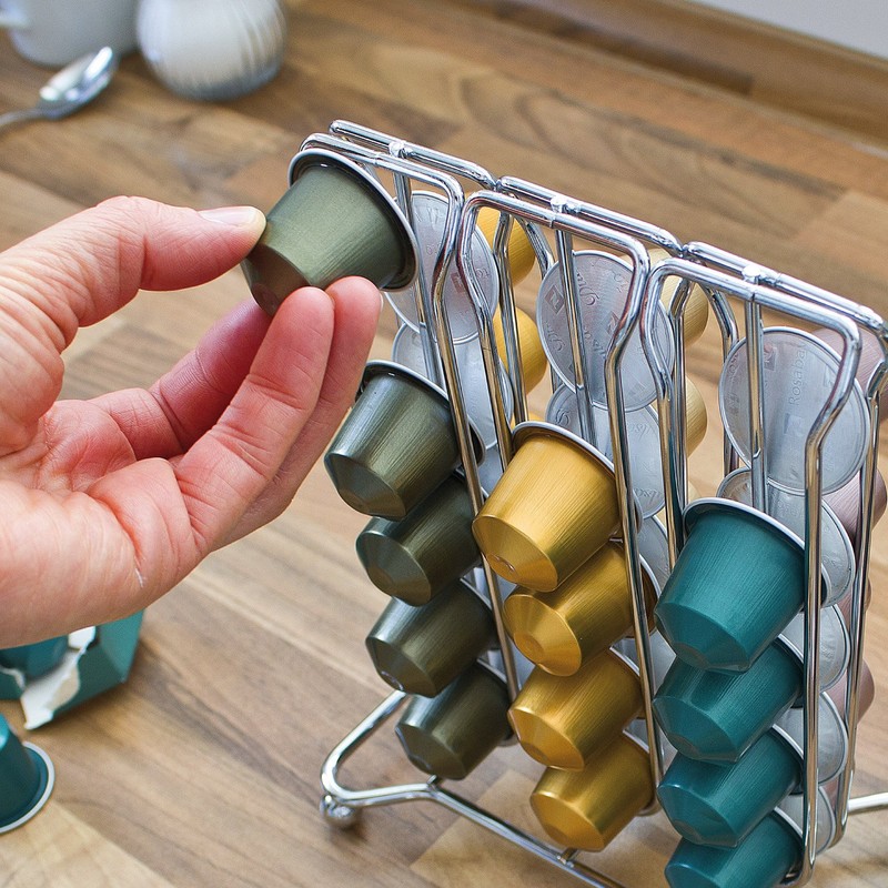 bremermann Kapselhalter für NESPRESSO Kapselständer, Kapselspender für 30 Kapseln (Chrom)