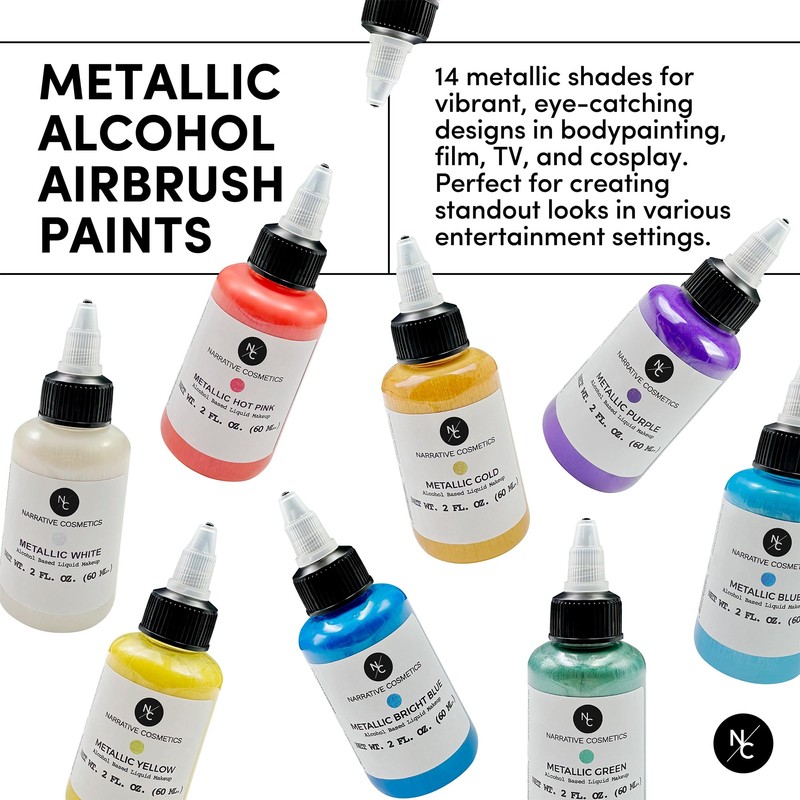 Narrative Cosmetics Metallic Alcohol Airbrush Paints - 2 fl oz,