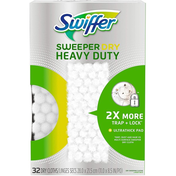 Swiffer 24322164 Sweeper Heavy Duty Dry Disposable Sweeping Cloths Pack of 32 (77198)