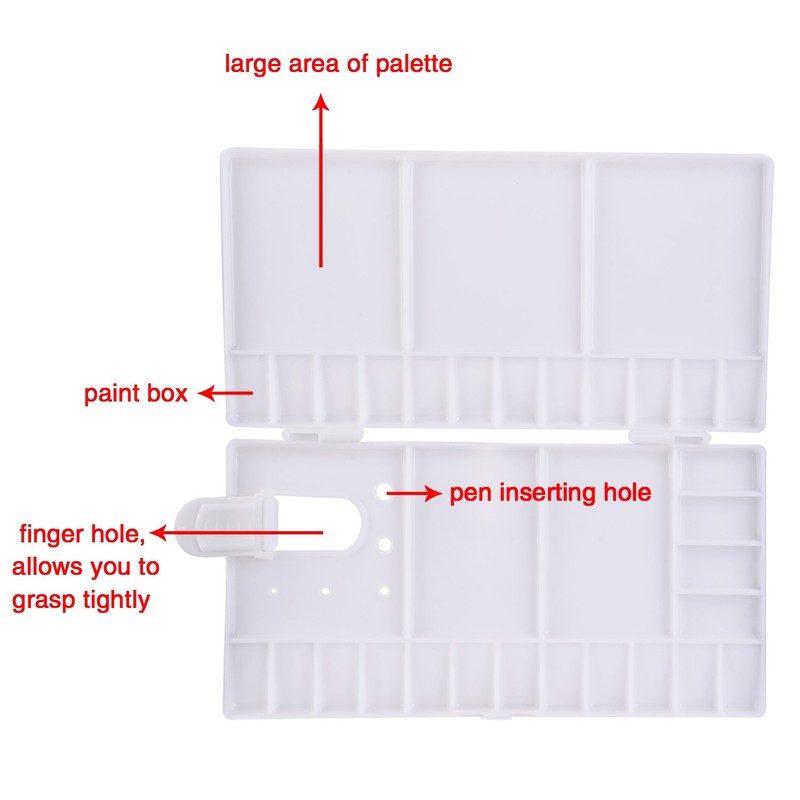 Shappy Watercolor Palette 33 Compartments Folding Paint Tray with 28