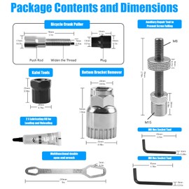 9 Piece Bicycle Crank Wrench Tool Set, Bicycle Crank Puller and Bottom Bracket Tools, Crank Puller Inner Bearing with Multifunctional Double End Wrench, Tool Set for Crank
