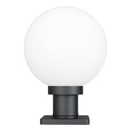 KastLite 10" Globe Pier Mount Outdoor Lighting with LED Lamp | UV & Waterproof Pillar & Column Lights | Deck Driveway Yard Patio & Garden Fixture | Made in USA | White Cover, Black Basic Base