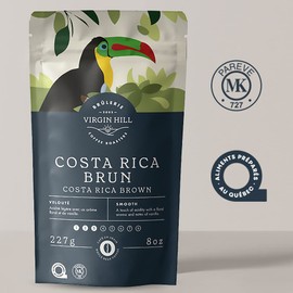 Virgin Hill Coffee - Costa Rica Brown - Smooth Intensity & Mild Roast - Half Pound of High-Grade Coffee Beans - 8oz / 227 grams