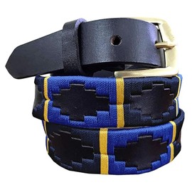 CARLOS DIAZ Thin Men's Women's Unisex Brown Leather Embroidered Polo Belt, brown