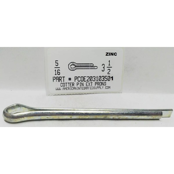 AMERICANINTEGRATEDSUPPLY.COM 5/16X3-1/2 COTTER PINS EXTENDED PRONG STEEL ZINC PLATED (5)