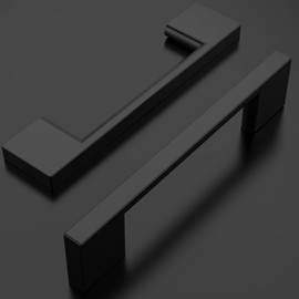 Amerdeco UK0022 Furniture Handles, Black, 96 mm Hole Spacing, Zinc Alloy Drawer Handles & Cabinet Handles for Kitchen Cabinets & Wardrobes, Pack of 6