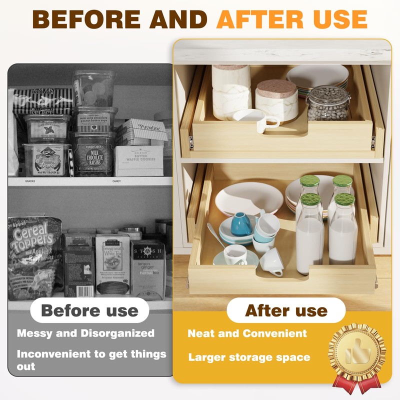 Grehitk Pullout Cabinet Organizer, 11''W×21''D×3''H Slide Out Shelves for Kitchen