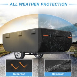 uxcell Waterproof Pop-up Camper Trailer Cover Fits 10'-12' RV Cover Anti-UV with 3+2 Straps and Air Vents Protection for Motorhome Black