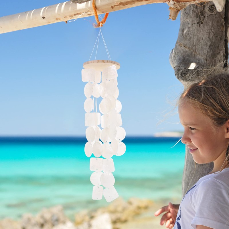 White Capiz Shell Wind Chimes Capiz Sea Shells Bell Indoor
