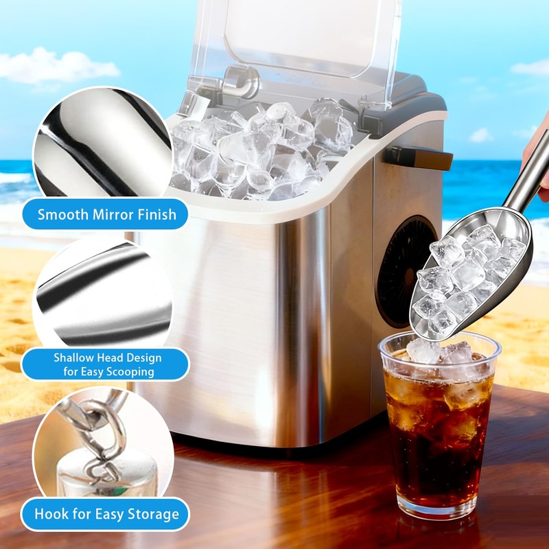 Metal Ice Scoop，Kitchen Ice Scooper for Ice Maker,Stainless Steel Small