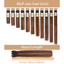 MLIP Raw Bundles Human Hair Straight, No Tangle Shedding, Keep Texture Silky Soft After Multiple Washes, 15A Raw Indian Hair Bundles 16 18 20 Inches, Brown Highlight Color