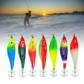 PTILSERY 95mm Glow Squid Hook Baits Fishing Lures Artificial Squid Hook Squid Shrimp Fishing Glow Shrimp Lures