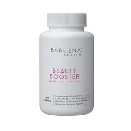 BĀRCENA HEALTH® Beauty Booster | Omega 3 Vegano + Vitamina E Nanoencapsulada + Biotina + Vitamina C + Zinc | Cápsulas Veganas para Cabello, Piel y Uñas | Fórmula Limpia sin Gluten ni Azúcar
