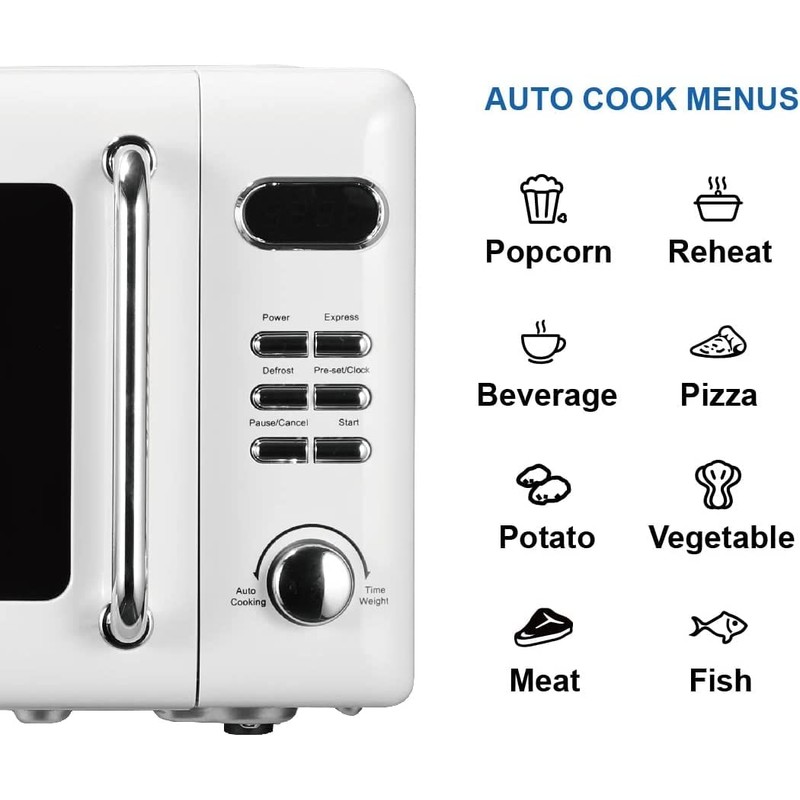 Emerson MWR7020W Compact Countertop Microwave Oven with Button Control, LED