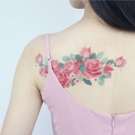 Tattoo sticker big size body type tattoo sticker henna lettering - flower 10 piece set D / 타투스티커 빅사이즈 바디형 문신스티커 헤나 레터링 - 플라워 10종세트 D