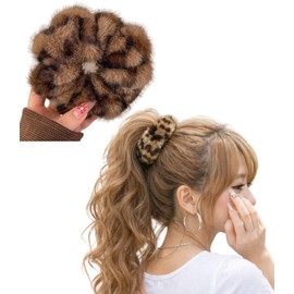 mental & body cota Gal Goods, Scrunchie, For Adults, Large, Leopard Print, Hair Elastic, Women's (Brown Leopard)