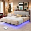 DWVO Queen Size Floating Bed Frame with Charging Station, Led